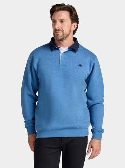 Raging Bull Rugby Collar Sweatshirt, Denim Blue, Denim Blue