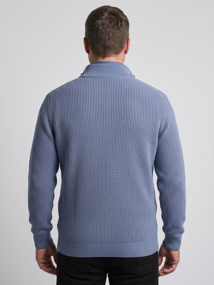 Raging Bull Knitted 1/4 Zip Neck Jumper, Light Blue - view 2, Light Blue