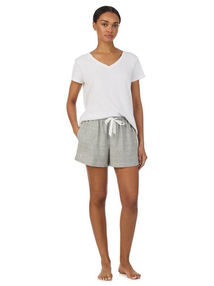 Lauren Ralph Lauren Check Cotton Blend Pyjama Shorts, Grey, Grey