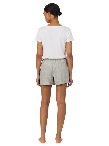 Lauren Ralph Lauren Check Cotton Blend Pyjama Shorts, Grey - view 2, Grey