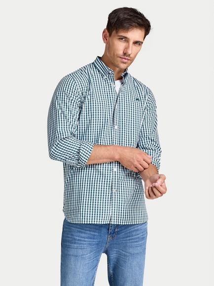 Raging Bull Classic Long Gingham Cotton Shirt, Forest, Forest