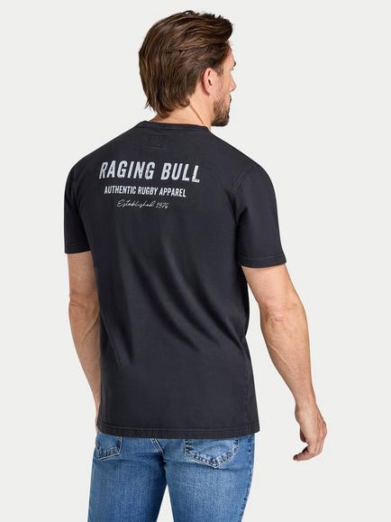 Raging Bull Cotton Authentic Rugby Back Print T-Shirt, Charcoal - view 2, Charcoal