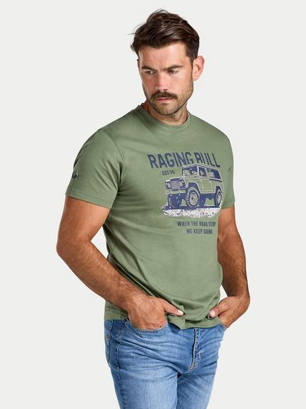 Raging Bull Cotton Graphic Crew Neck T-Shirt, Olive/Multi, Olive/Multi