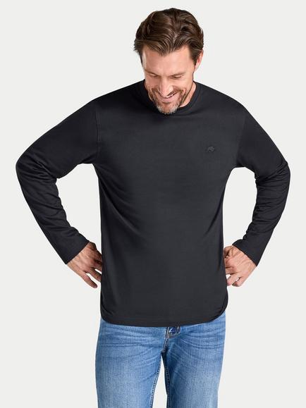Raging Bull Crew Neck Long Sleeve Cotton T-Shirt, Black, Black