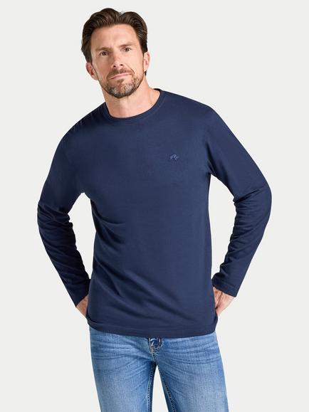Raging Bull Crew Neck Long Sleeve Cotton T-Shirt, Navy, Navy