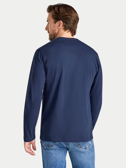 Raging Bull Crew Neck Long Sleeve Cotton T-Shirt, Navy - view 2, Navy