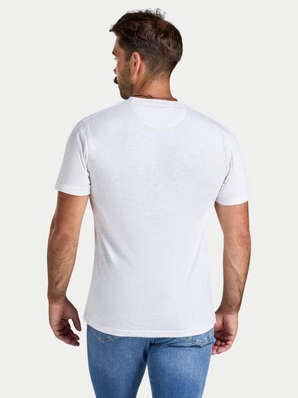 Raging Bull Embroidered Mountains Crew Neck Cotton T-Shirt, Ecru Marl - view 2, Ecru Marl