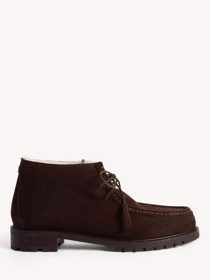 Hobbs Clarence Suede Shearling Lined Ankle Boots, Brown, Brown