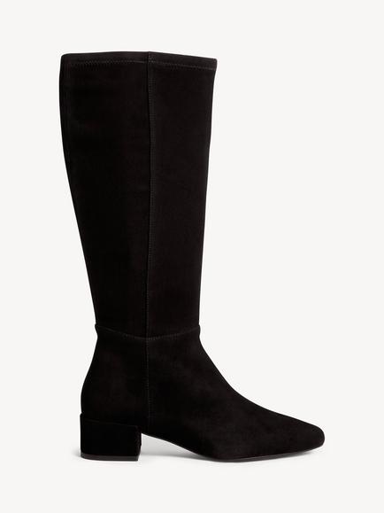 Hobbs Payton Suede Block Heel Knee High Boots, Black, Black