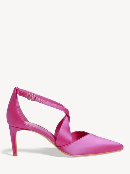 Hobbs Marissa Satin Stiletto Heel Strappy Court Shoes, Pink, Pink