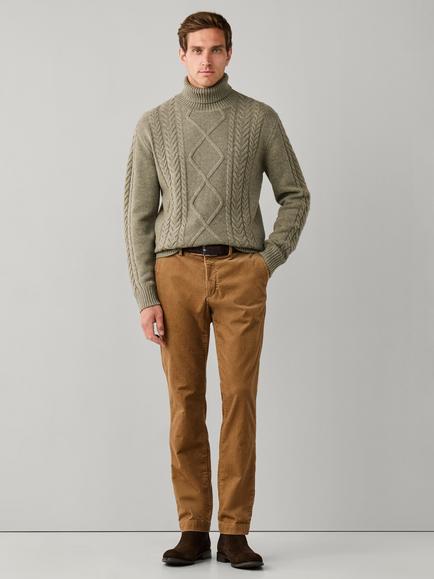 Hackett London Argyle Cable Wool Cashmere Blend Jumper - view 2, Olive Green
