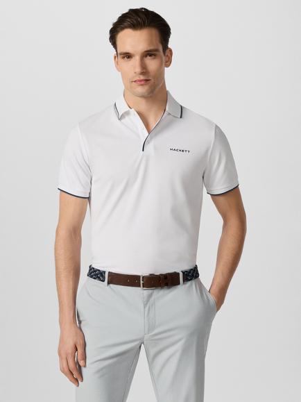 Hackett London Sport Classic Fit Short Sleeve Tipped Polo Top, Optic White