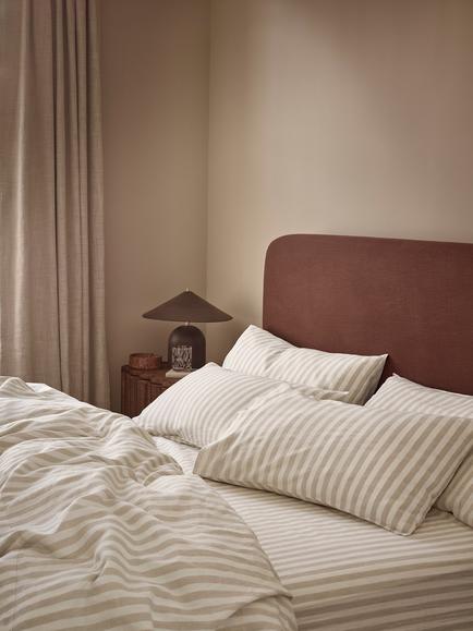 Piglet in Bed Pembroke Stripe Linen Blend Bedding, Oatmeal - view 2, Oatmeal