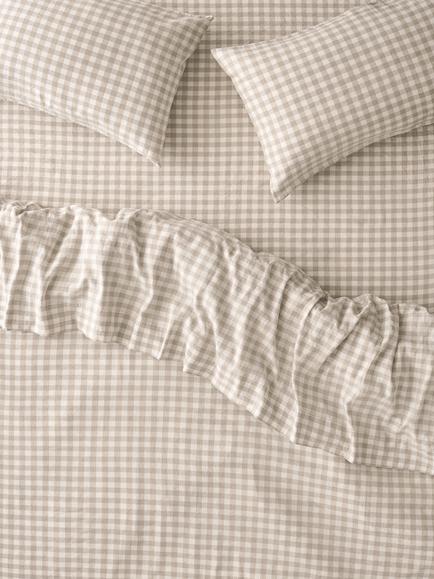 Piglet in Bed Gingham Linen Blend Bedding, Oatmeal, Oatmeal