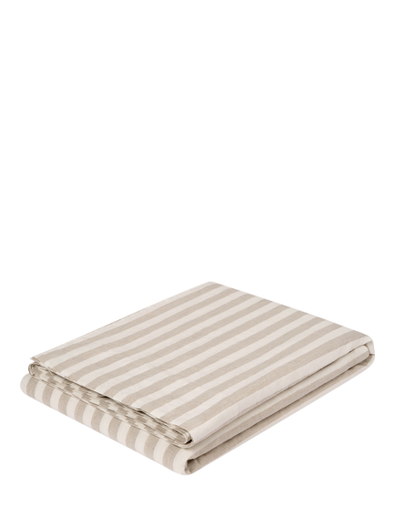 Piglet in Bed Pembroke Stripe Linen Blend Flat Sheet, Oatmeal - view 2, Oatmeal