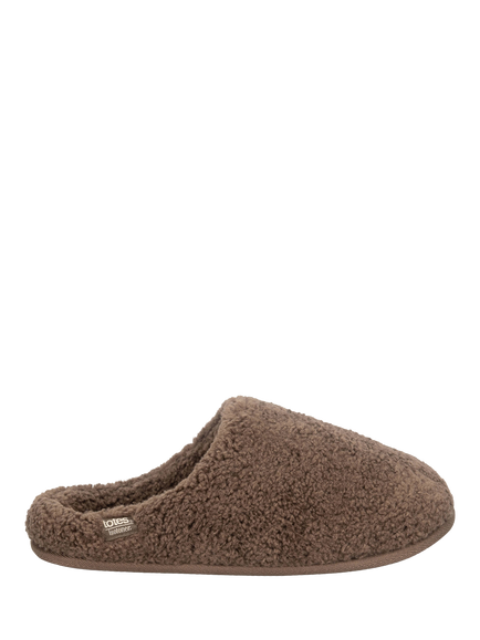 totes Isotoner Borg Swept Back Mule Slippers, Brown