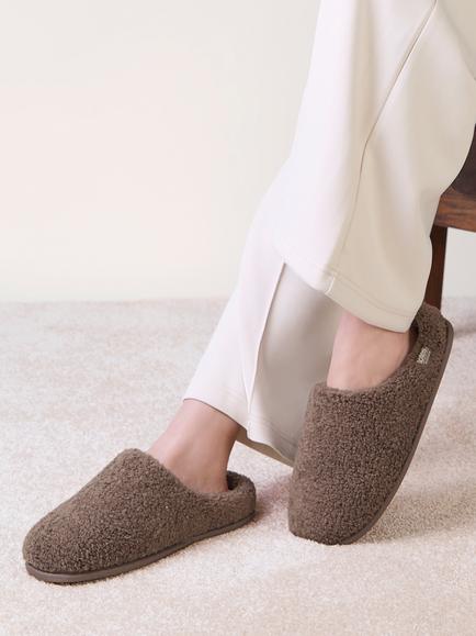 totes Isotoner Borg Swept Back Mule Slippers - view 2, Brown