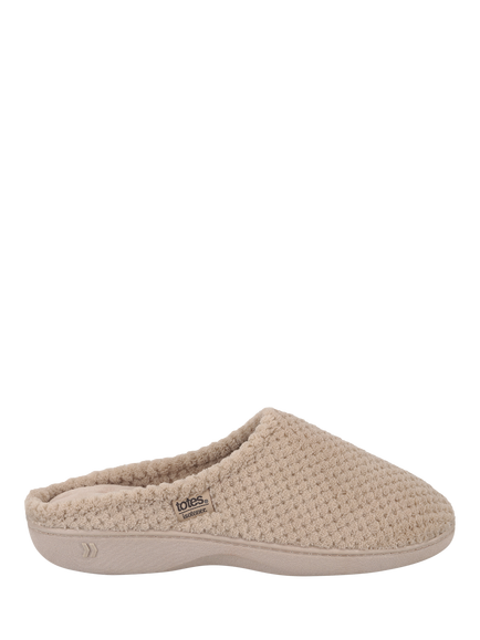 totes Isotoner Popcorn Mule Slippers, Light Brown