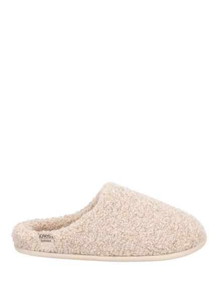 totes Isotoner Borg Swept Back Mule Slippers, Oat