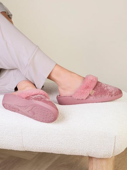 totes Isotoner Sparkle Heeled Mule Slippers - view 2, Pink