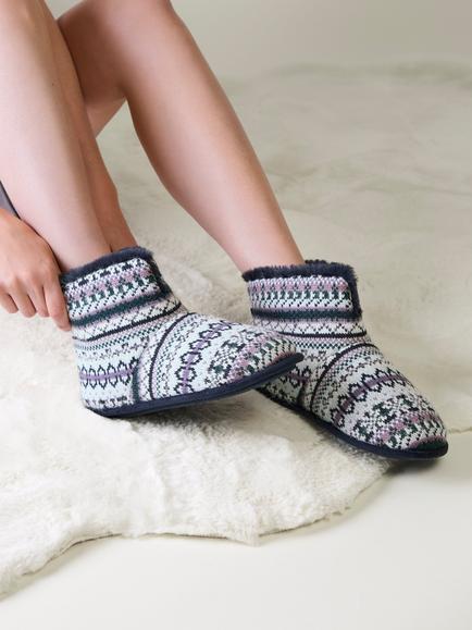 totes Fair Isle Slipper Boots, Navy/Multi - view 2, Navy/Multi