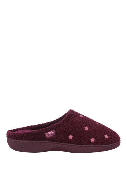 totes Isotoner Popcorn Mule Slippers, Burgundy, Burgundy