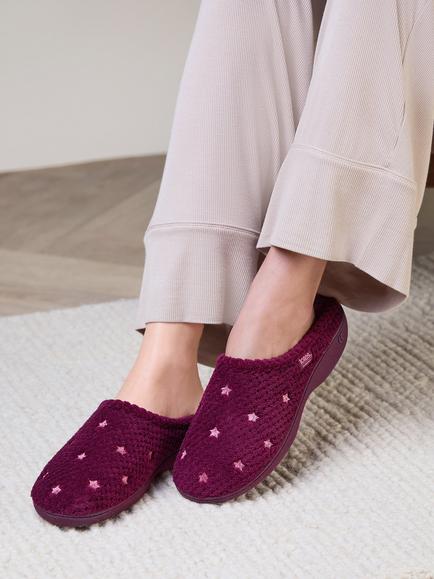 totes Isotoner Popcorn Mule Slippers, Burgundy - view 2, Burgundy