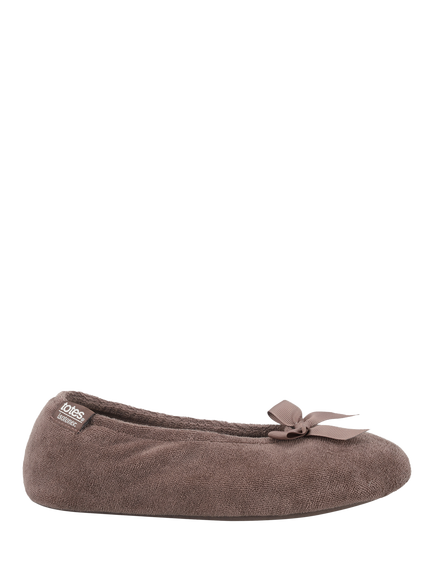 totes Terry Ballerina Slippers, Taupe, Taupe