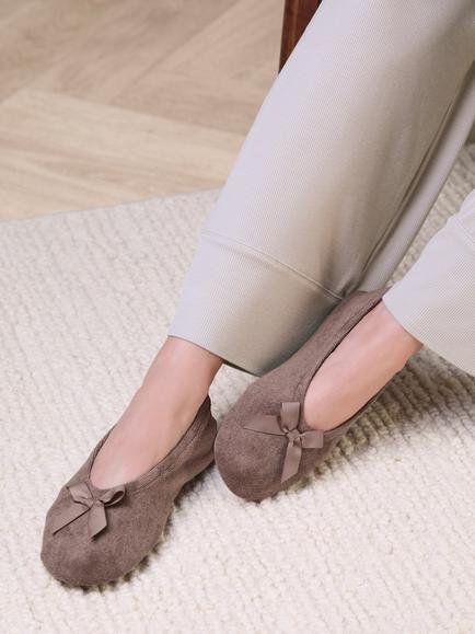 totes Terry Ballerina Slippers, Taupe - view 2, Taupe