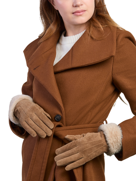 totes Isotoner 3 Point Suede Gloves with Smartouch, Tan - view 2, Tan