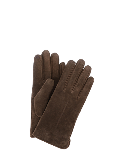 totes Isotoner Suede Gloves with Faux Fur Lining, Brown
