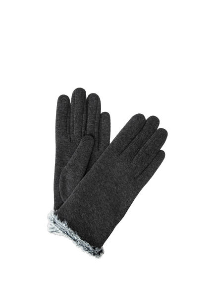 totes Isotoner Women's Thermal Faux Fur Trim Smartouch Gloves, Grey, Grey