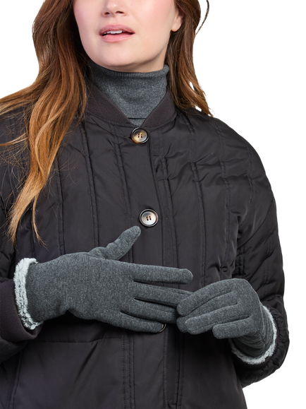 totes Isotoner Women's Thermal Faux Fur Trim Smartouch Gloves, Grey - view 2, Grey