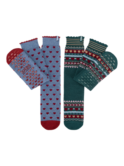 totes Women's Original Slipper Socks, Pack of 2, Multi, Multi