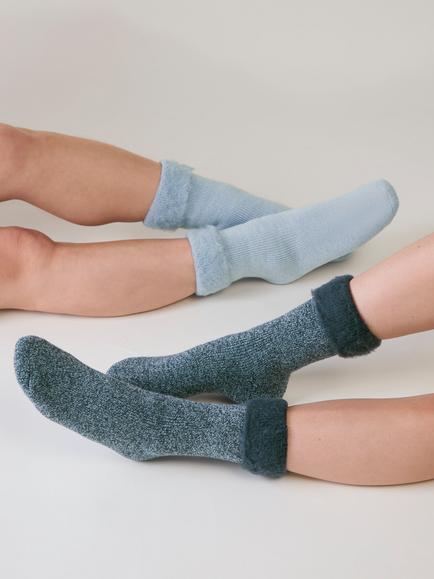 totes Women's Brushed Thermal Bed Socks, Pack of 2, Denim/Blue - view 2, Denim/Blue