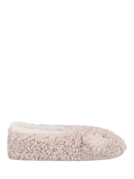 totes Novelty Dog Borg Sherpa Lined Footsies, Oat, Oat