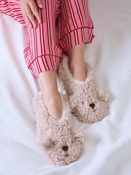 totes Novelty Dog Borg Sherpa Lined Footsies, Oat - view 2, Oat