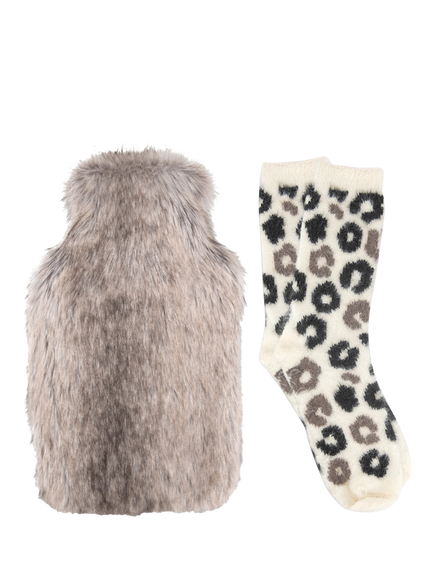 totes Faux Fur Hot Water Bottle And Super Soft Socks Set, Multi, Multi