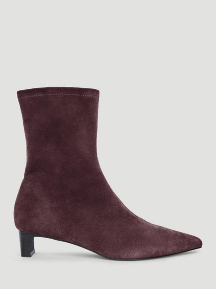 HUSH Marrin Suede Block Heel Ankle Boots, Dark Wine Red, Dark Wine Red
