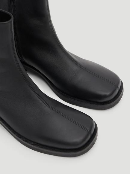 Mango Rina Leather Block Heel Ankle Boots, Black - view 2, Black