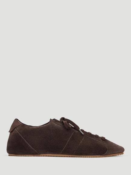 HUSH Florae Suede Slimline Trainers, Dark Brown, Dark Brown