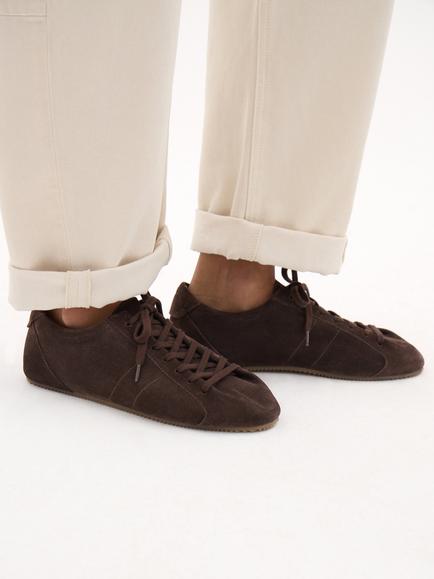 HUSH Florae Suede Slimline Trainers, Dark Brown - view 2, Dark Brown