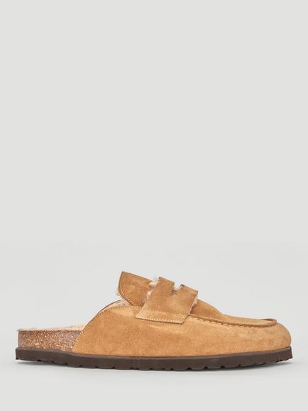 HUSH Rune Faux Shearling Mules, Desert Taupe, Desert Taupe