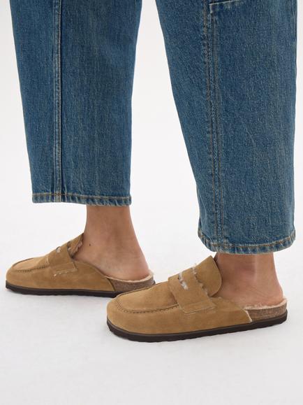 HUSH Rune Faux Shearling Mules, Desert Taupe - view 2, Desert Taupe