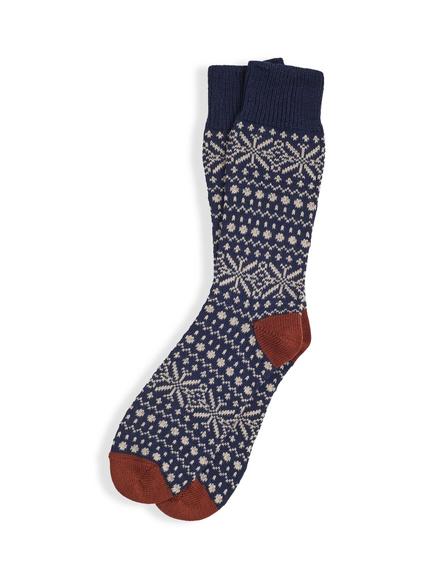 Celtic & Co. Fair Isle Merino Wool Rich Socks, Navy/Rust, Navy/Rust