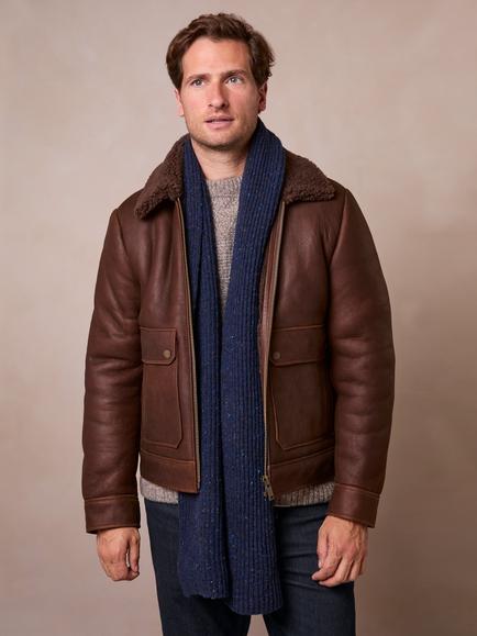 Celtic & Co. Aviator Leather Jacket, Antique/Brown, Antique/ Brown