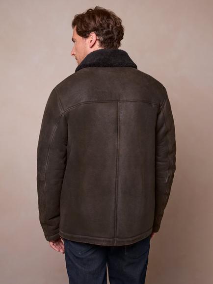 Celtic & Co.Sheepskin Leather Trucker Jacket, Chocolate - view 2, Chocolate