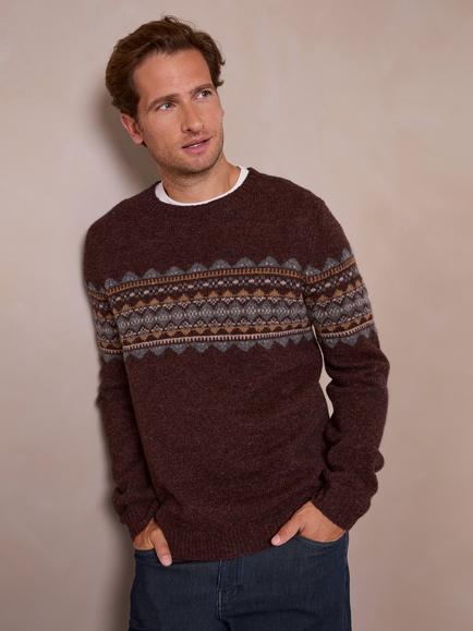 Celtic & Co. Fair Isle Pure Wool Jumper, Merlot