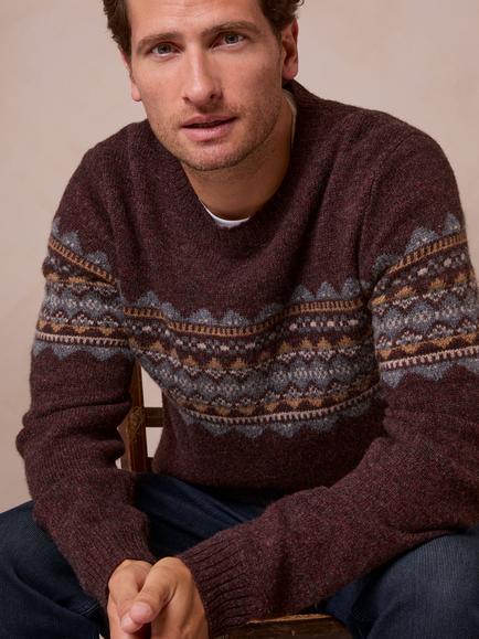 Celtic & Co. Fair Isle Pure Wool Jumper - view 2, Merlot