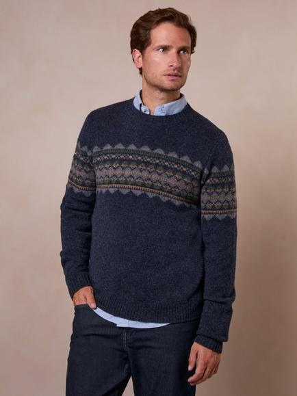 Celtic & Co. Fair Isle Pure Wool Jumper, Navy